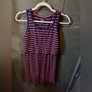 GAP Maternity Blue and Red Striped Sleeveless Dress